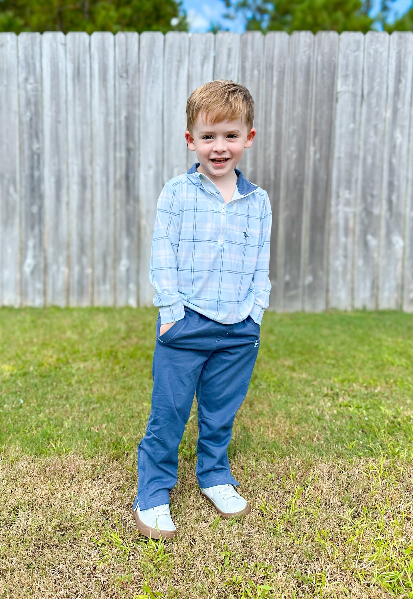 RTS - Blue Stone Plaid - Proper Performance Hoodie and Proper Jogger Pants Set