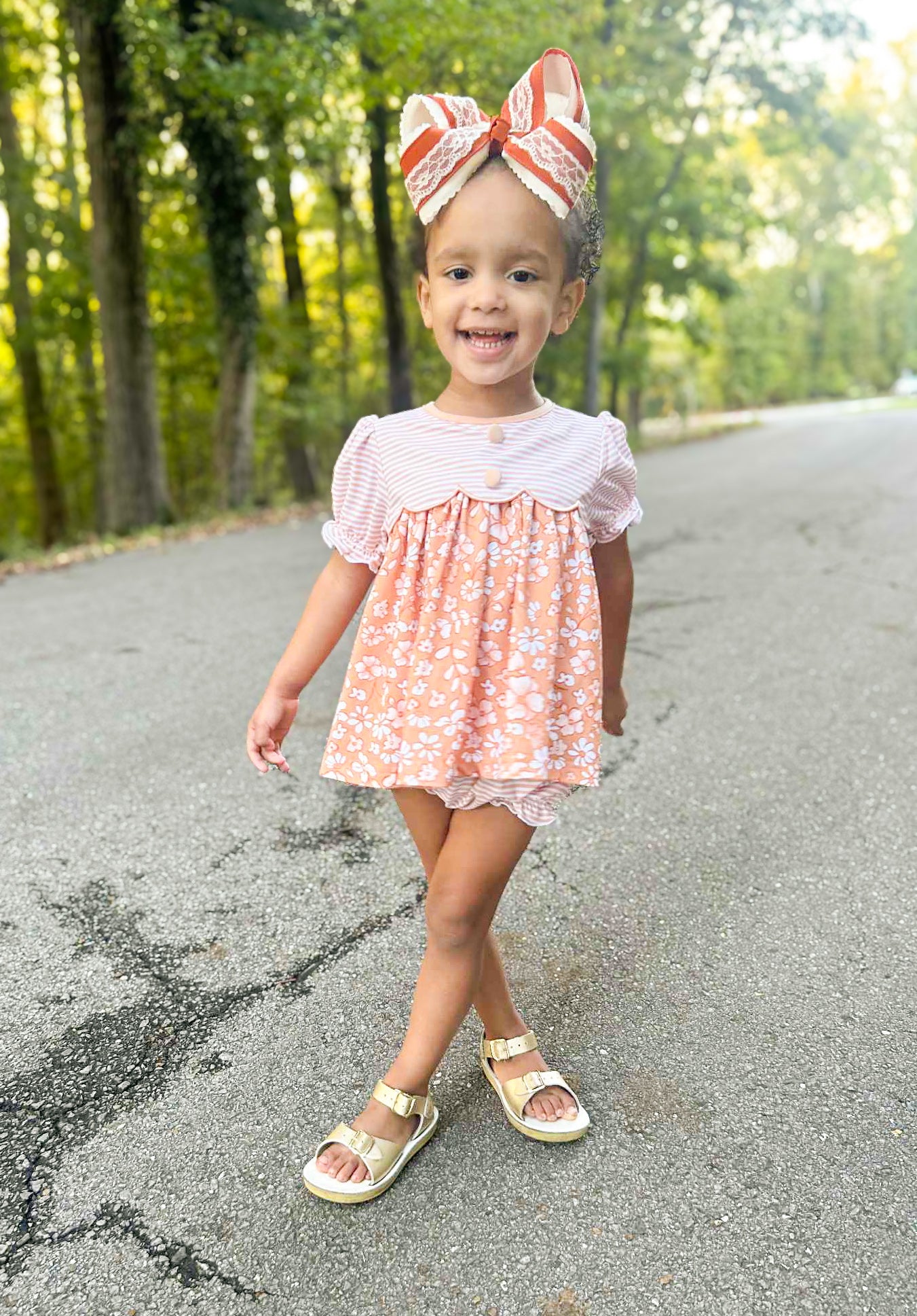 RTS - Fall Floral - Penni’s Scalloped Yoke Diaper Bloomer Set