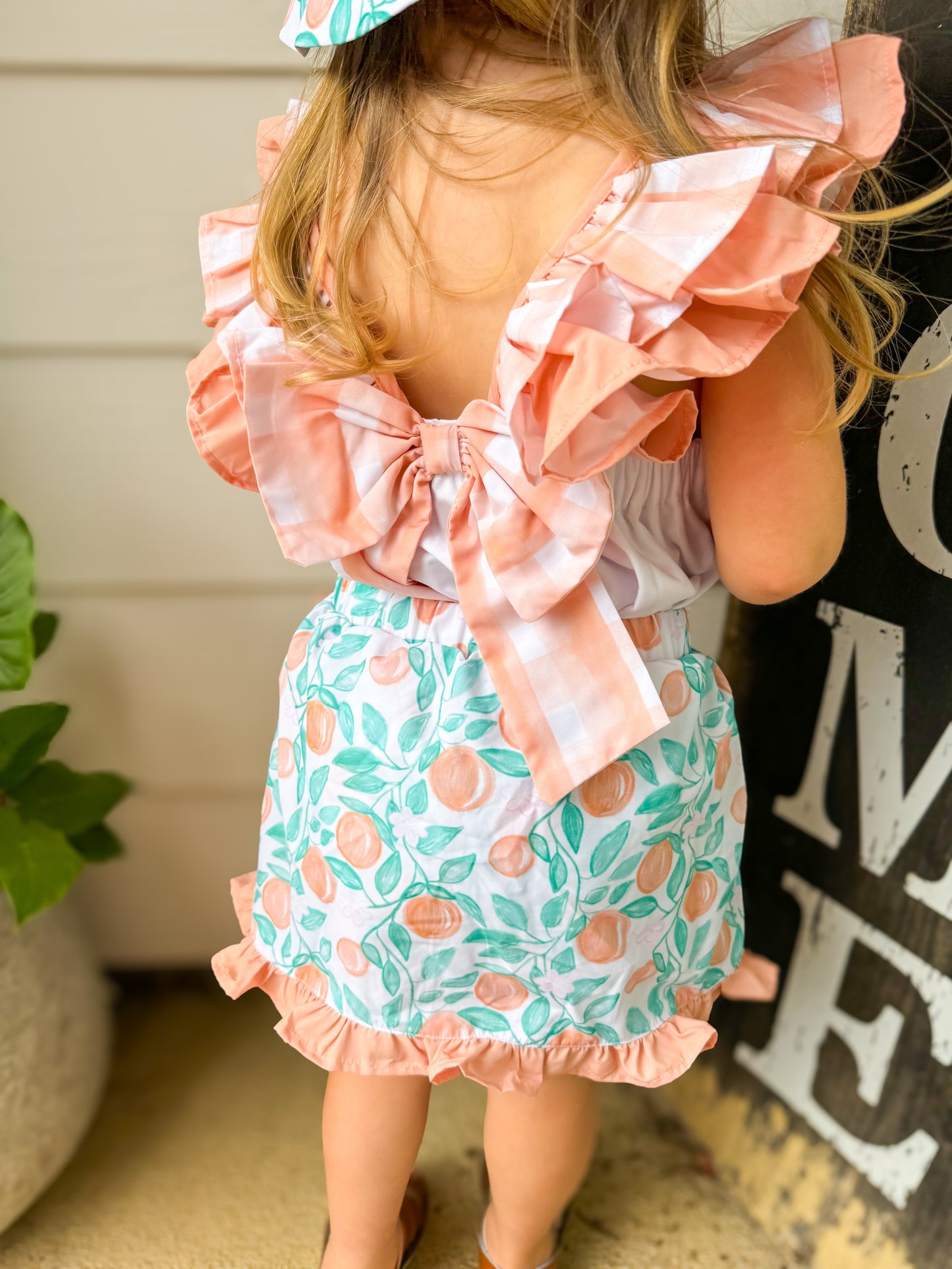 Summer Oranges - Erwin’s Double Ruffle Bow Back Skort Set