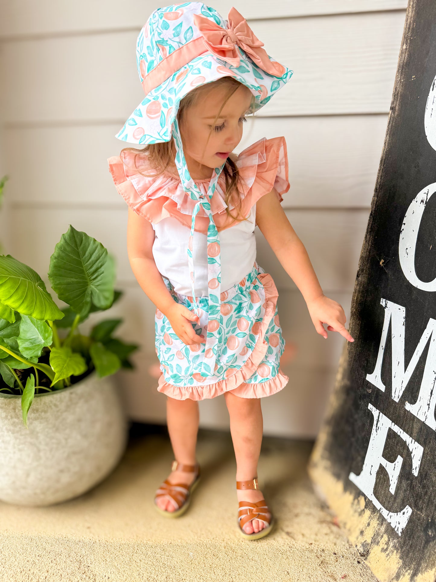 Summer Oranges - Erwin’s Double Ruffle Bow Back Skort Set