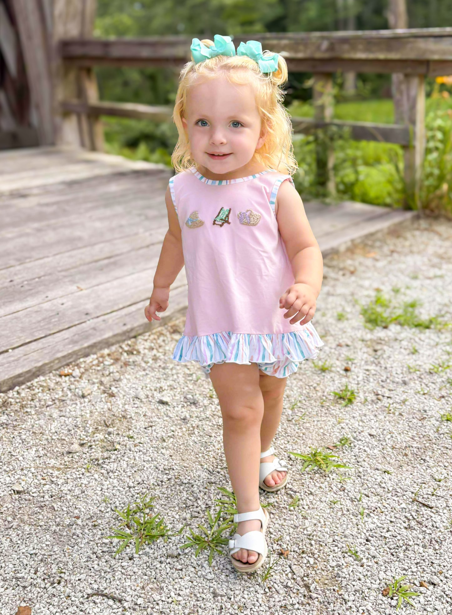 French Knot Beach Day - Dolly’s Bow Back Diaper Set