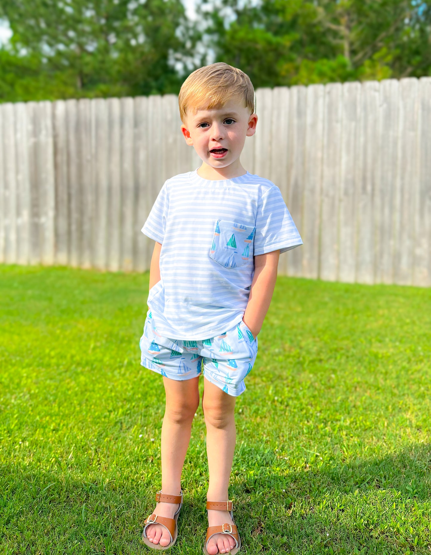 Sarasota Sailboats - Saylor’s Pocket Tee Shorties Set