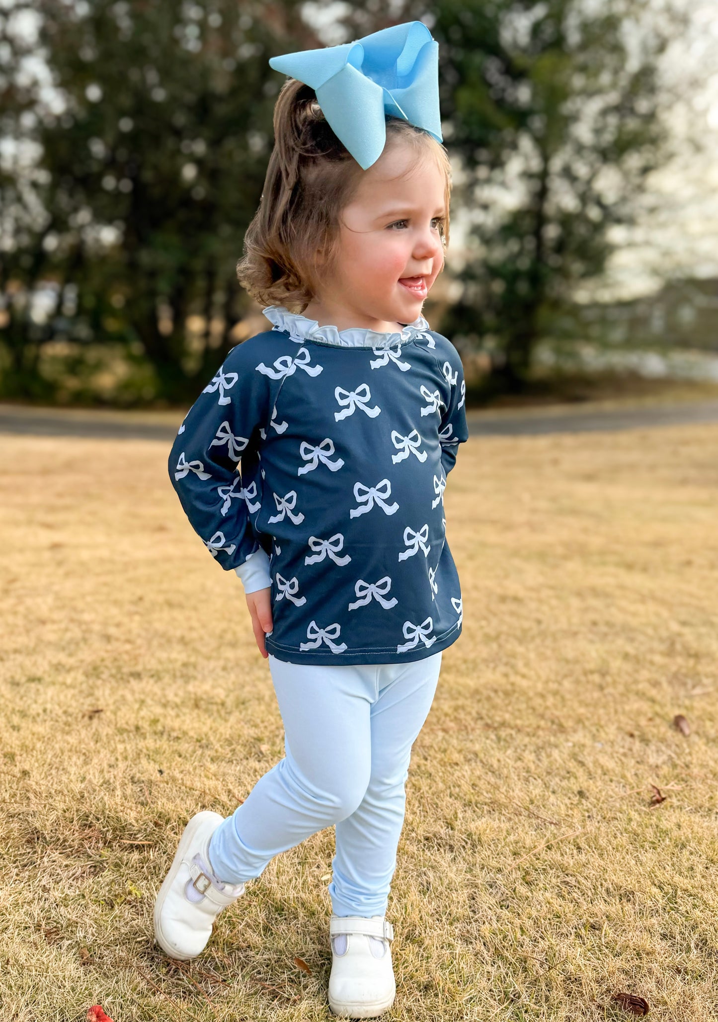 Bows and Puppies- Collin’s Crewneck with Ruffle Collar and Legging Set