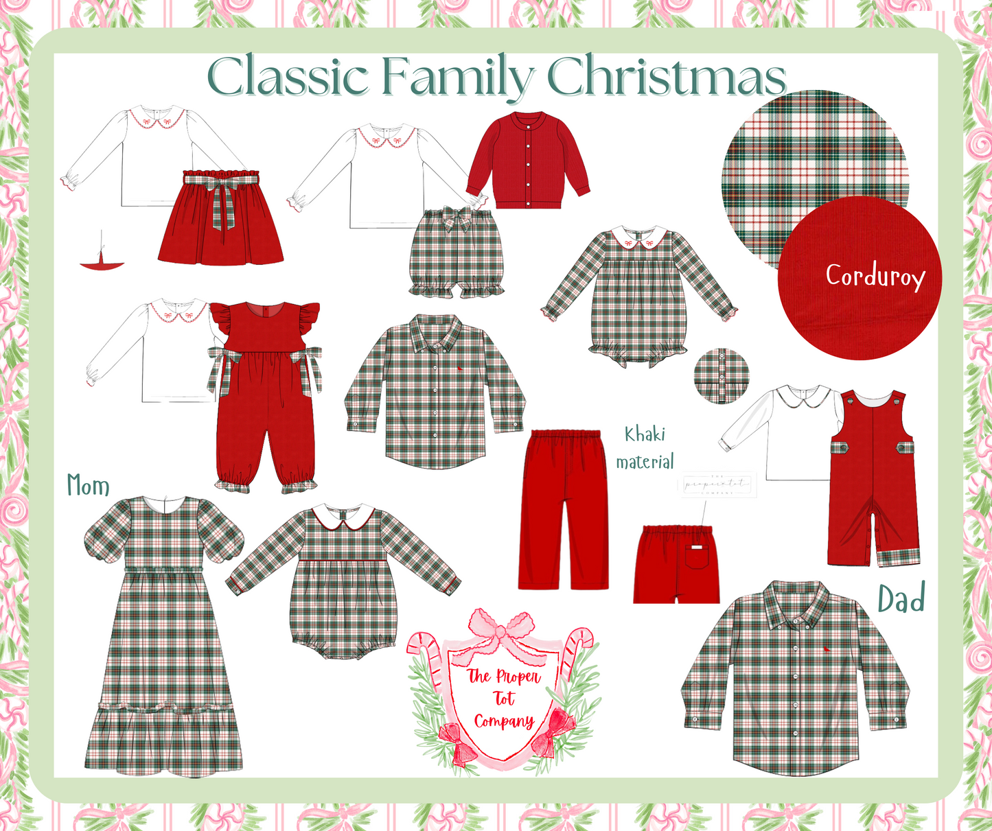 Classic Family Christmas - Proper Khaki in Christmas Red