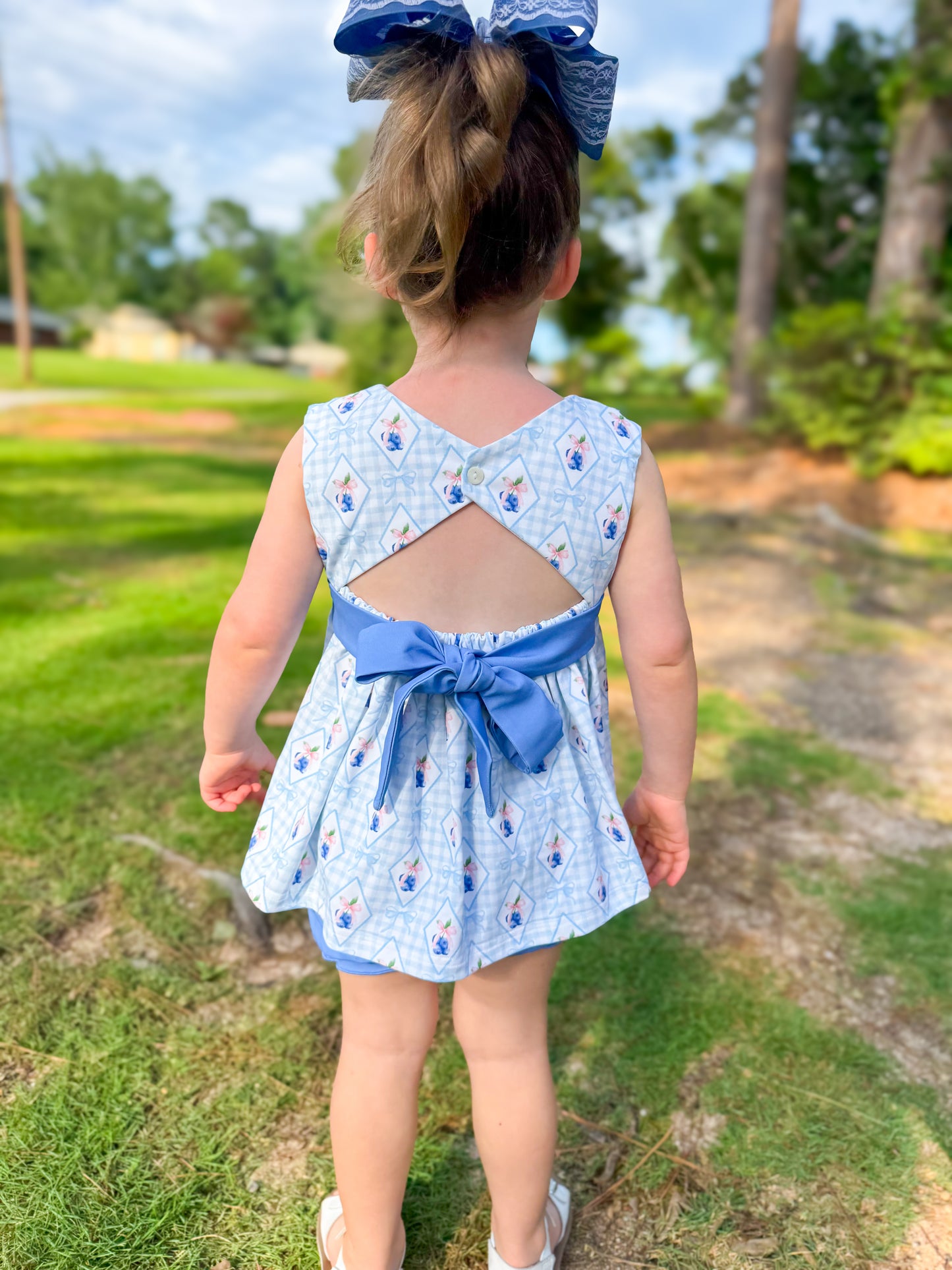 Blueberry Sweet - Sarah’s Smocked Diaper Bloomer Set