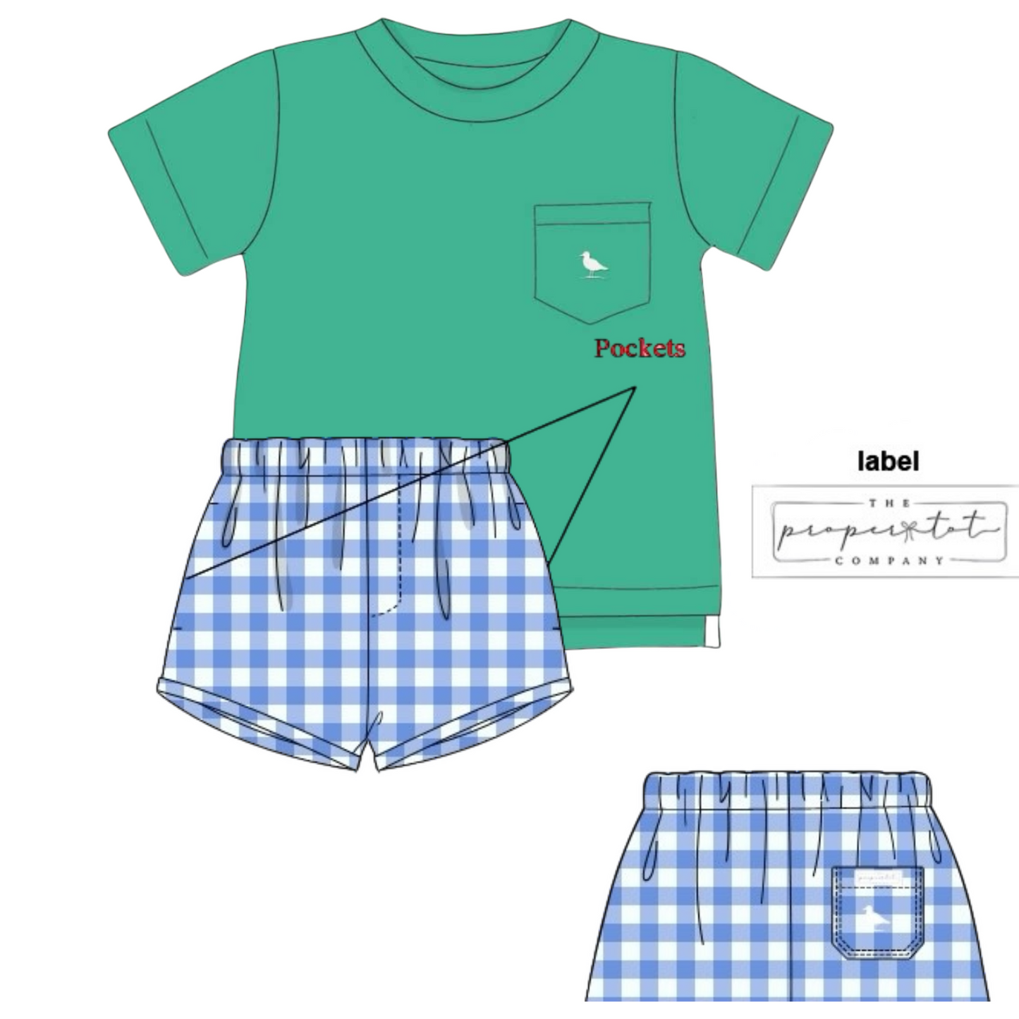 RTS - Proper Tee - Green Bow Trellis Collection
