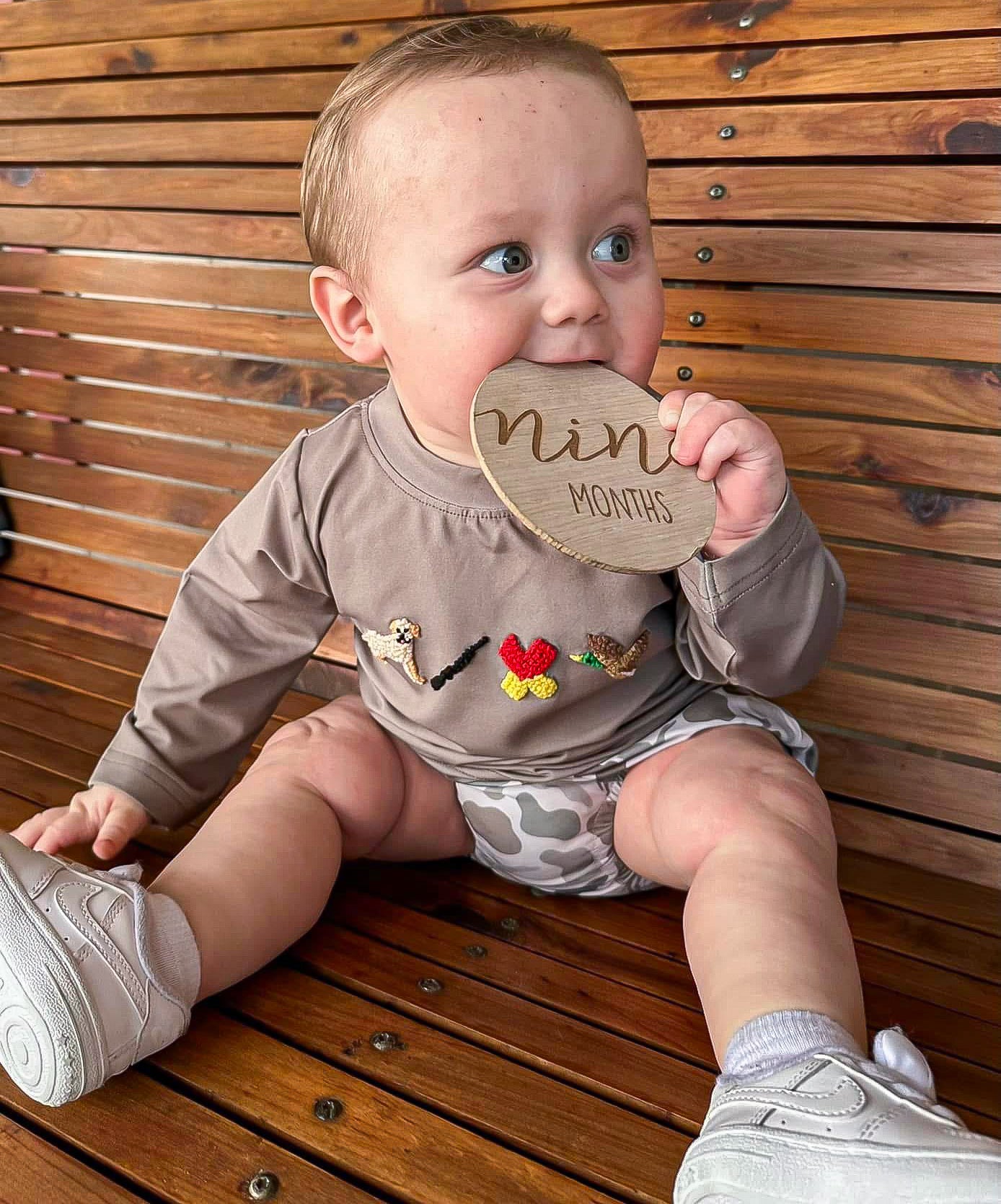 Proper Camo- Saylor Long Sleeve French Knot Diaper Set
