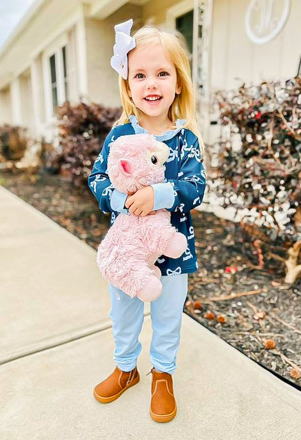 Bows and Puppies- Collin’s Crewneck with Ruffle Collar and Legging Set