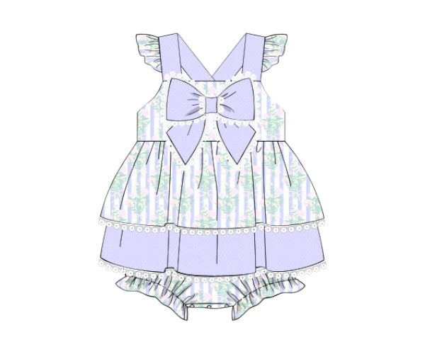 Periwinkle Petals and Stripes - Myra Lou’s Bow Diaper Bubble