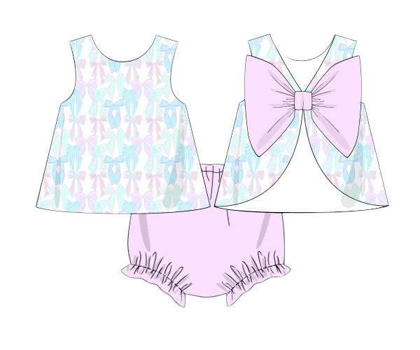 Bows and Beachballs-Lainey’s Bow Back Diaper Bloomer Set