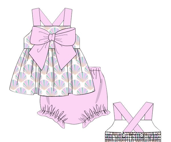 Calico Shells and Stripes - Junie B’s Bow-T-Ful Diaper Set