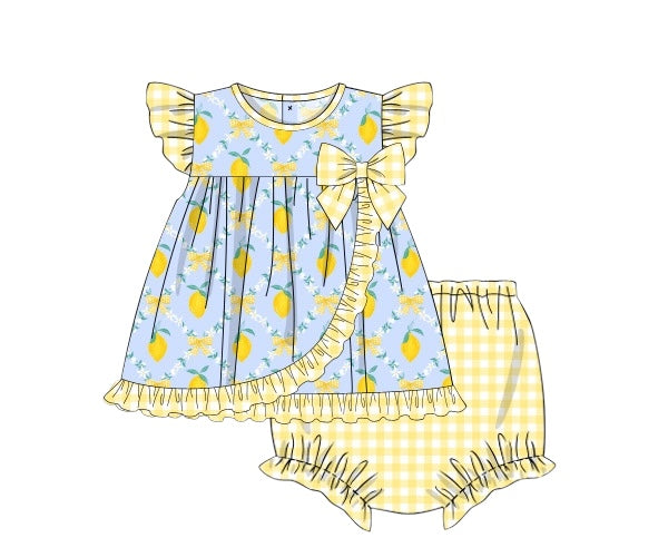 Grand Millennial Lemon Trellis - Shirley’s Ruffles Diaper Set