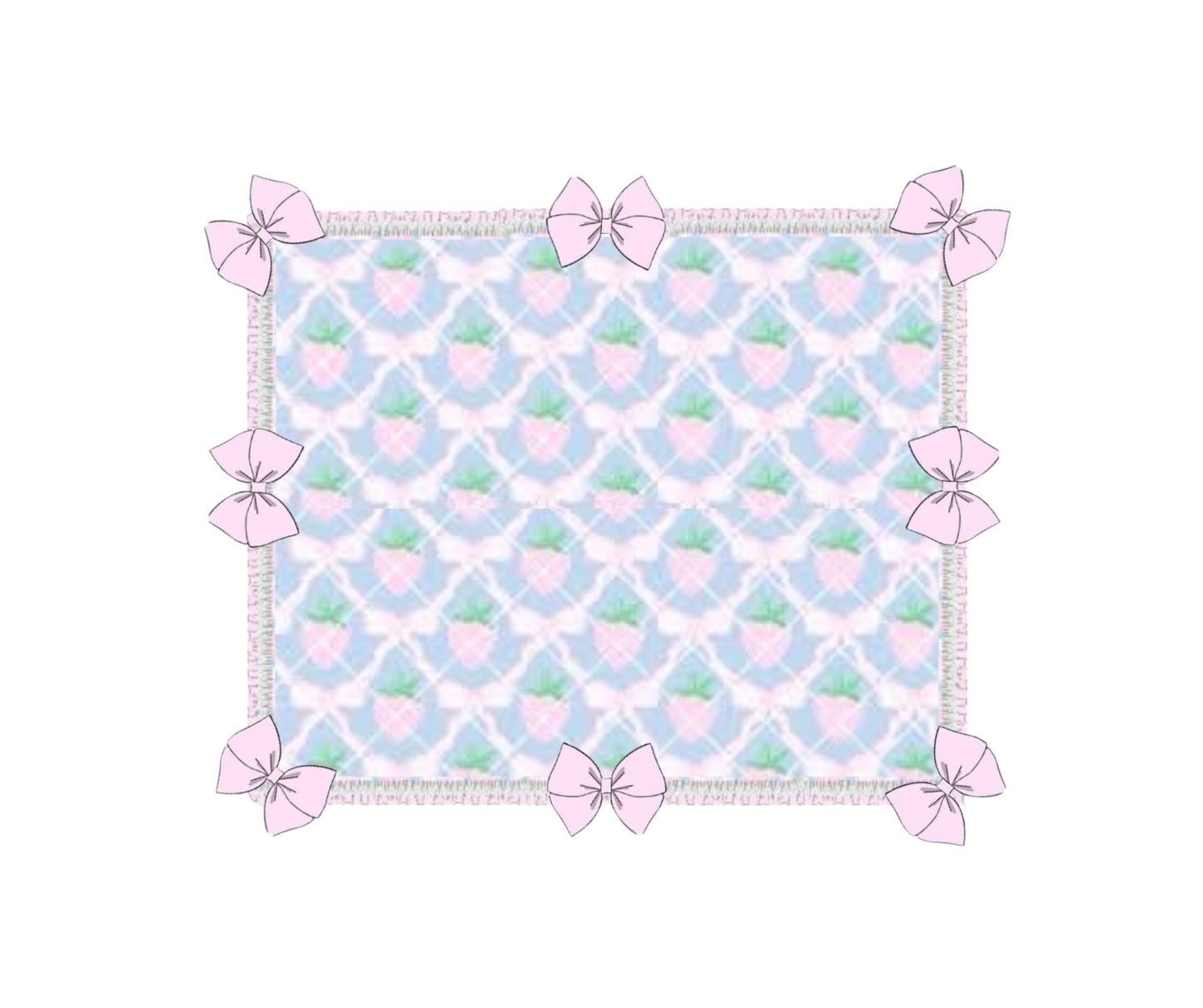 Grand Millennial Strawberry Trellis- Grand Millennial Bow Blanket