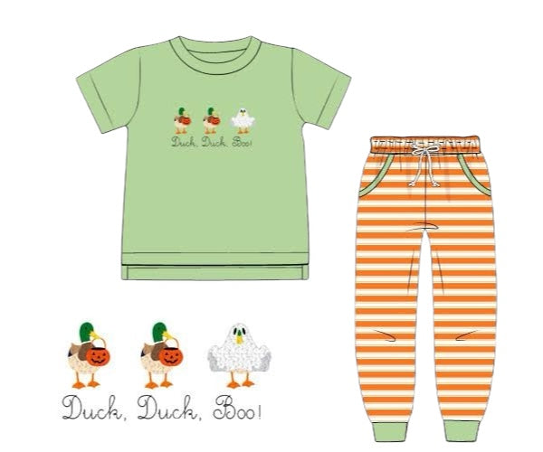RTS - Duck, Duck, Boo - Elijah’s French Knot Jogger Set