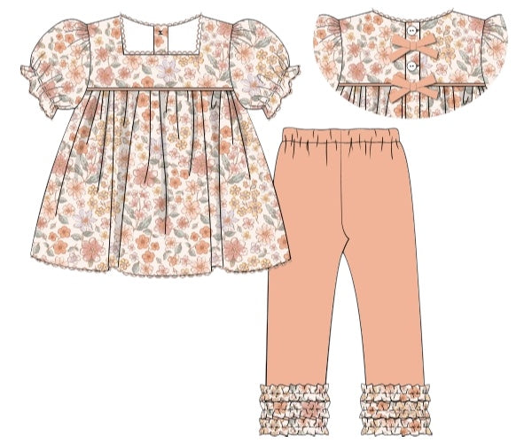 RTS - Muted Fall Floral - Penni’s Bow Back Tunic and Legging Set