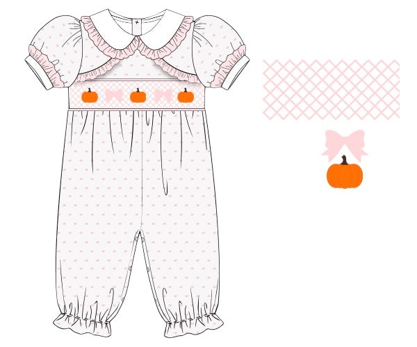 RTS - Swiss Dot Pumpkins - Allison’s Smocked Romper