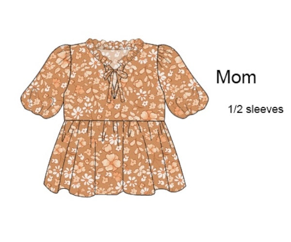 RTS - Fall Floral - Mom Bishop Sleeve Top