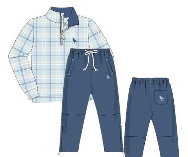 RTS - Blue Stone Plaid - Proper Performance Hoodie and Proper Jogger Pants Set