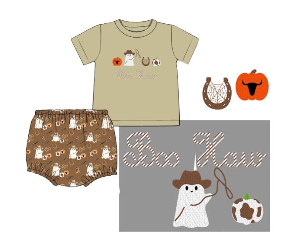 Boo Haw - Saylor’s French Knot Ghost Diaper Set