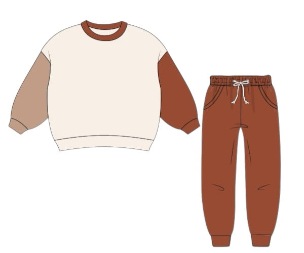 RTS - Fall Coquette Bows - Unisex Oversized Colorblock Sweater and Jogger Set