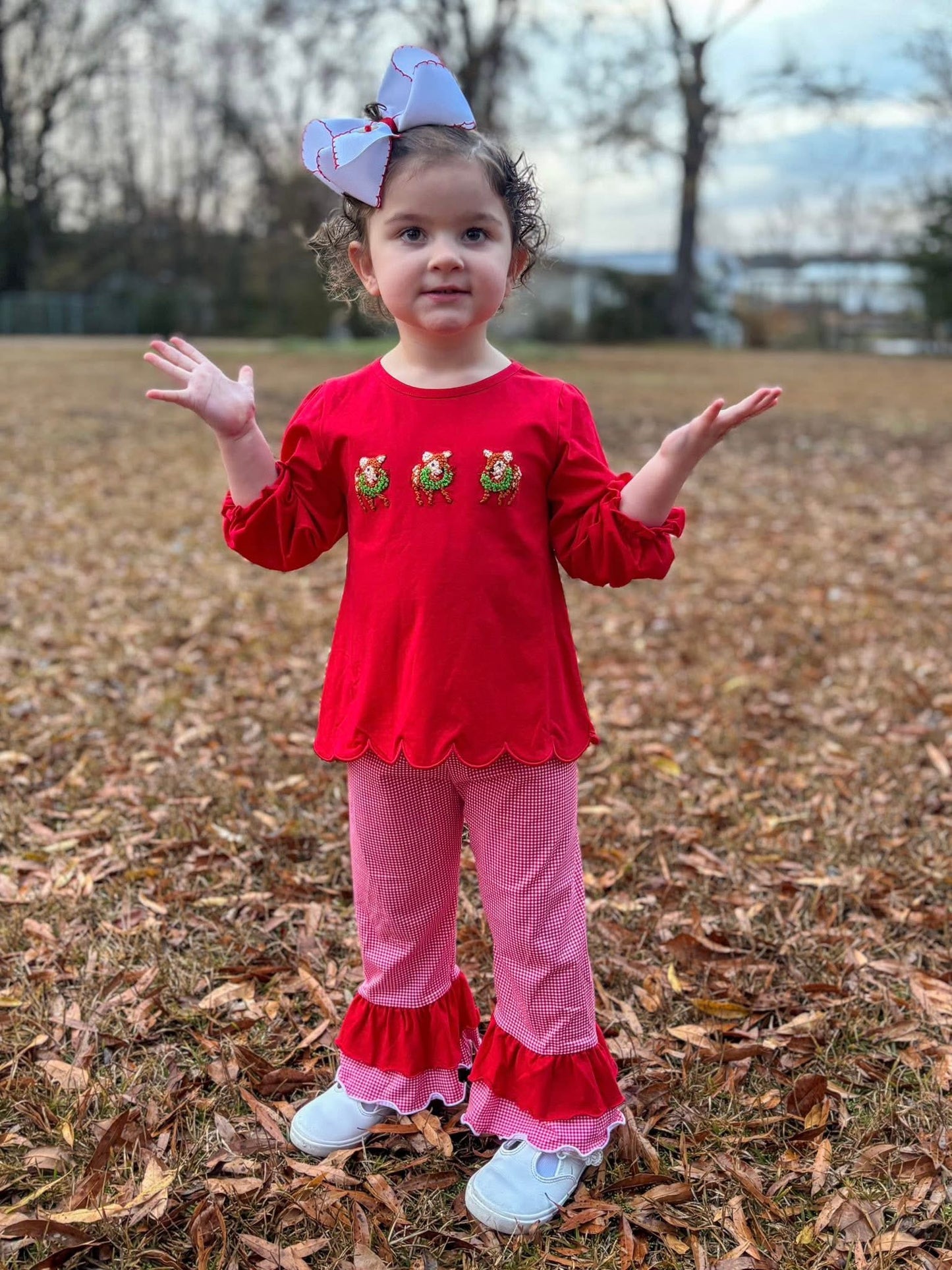 Reindeer Games - Camellia’s French Knot Pants Set