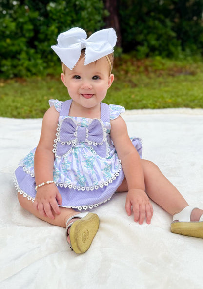 Periwinkle Petals and Stripes - Myra Lou’s Bow Bloomer Set