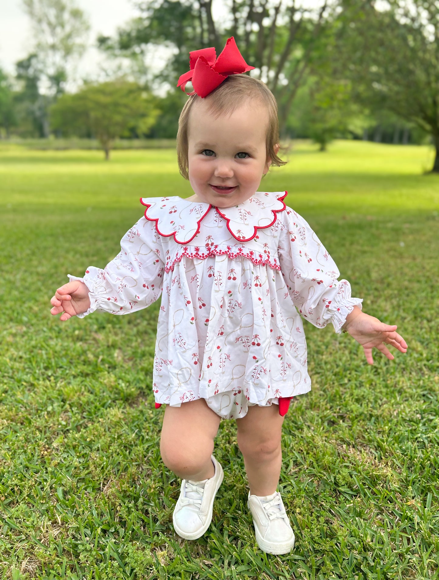 Cherry Bloom Rodeo - Presley’s Embroidered Lace Diaper Set