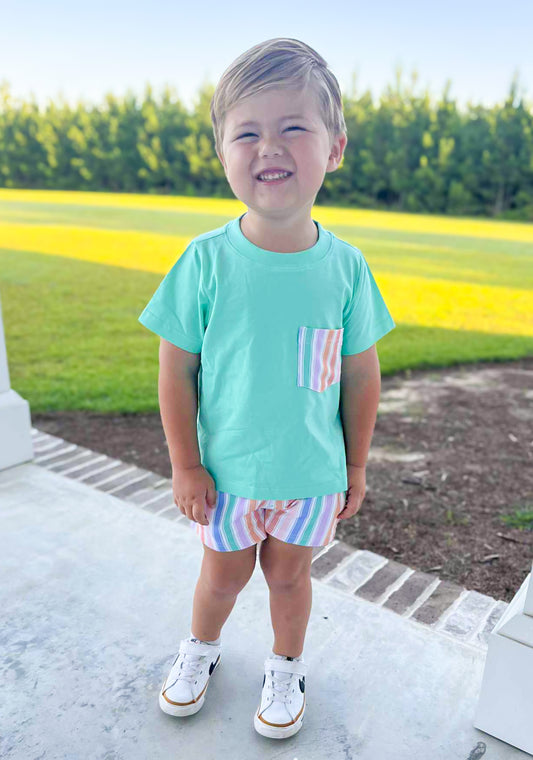 Sorbet Stripes- Saylor’s Proper Pocket Tee and Shortie Set