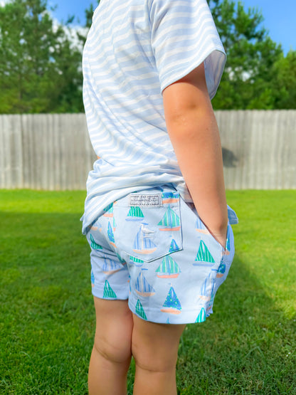 Sarasota Sailboats - Saylor’s Pocket Tee Shorties Set