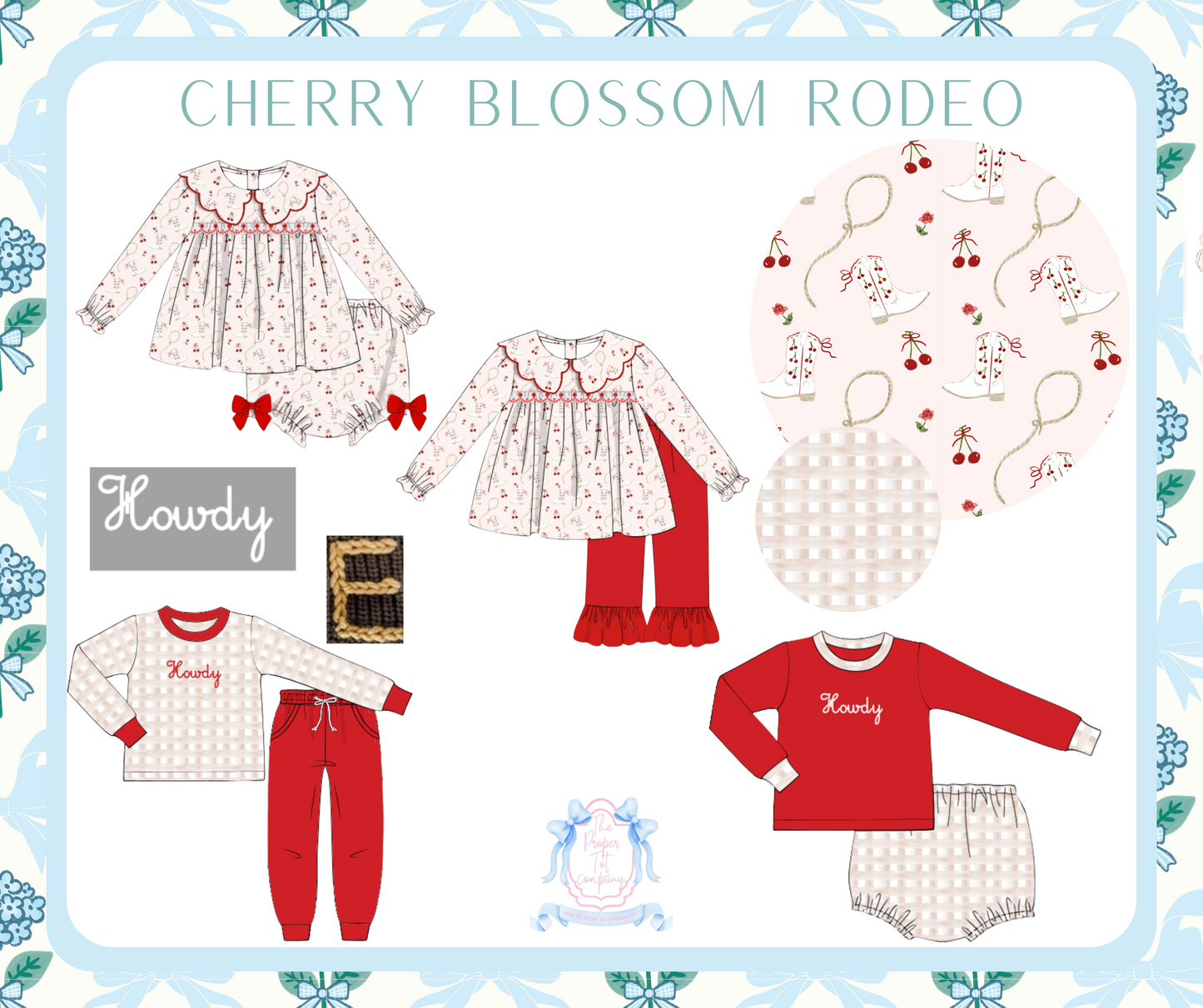 Cherry Bloom Rodeo - Presley’s Embroidered Lace Diaper Set