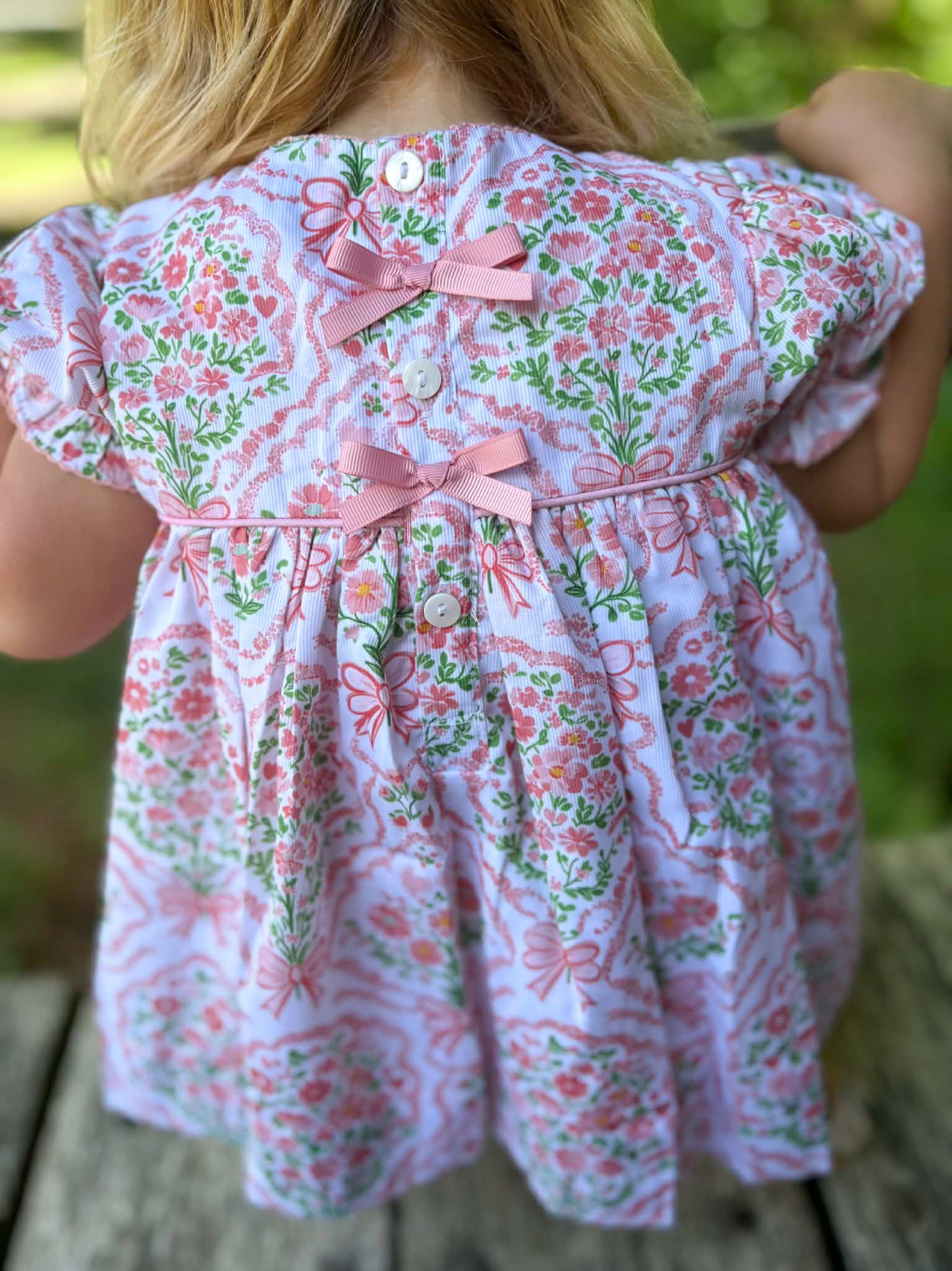 Blushing Bouquets - Penni’s Smocked Bow Back Diaper Set