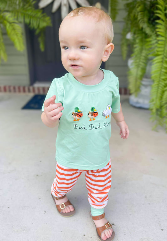 RTS - Duck, Duck, Boo - Elijah’s French Knot Jogger Set