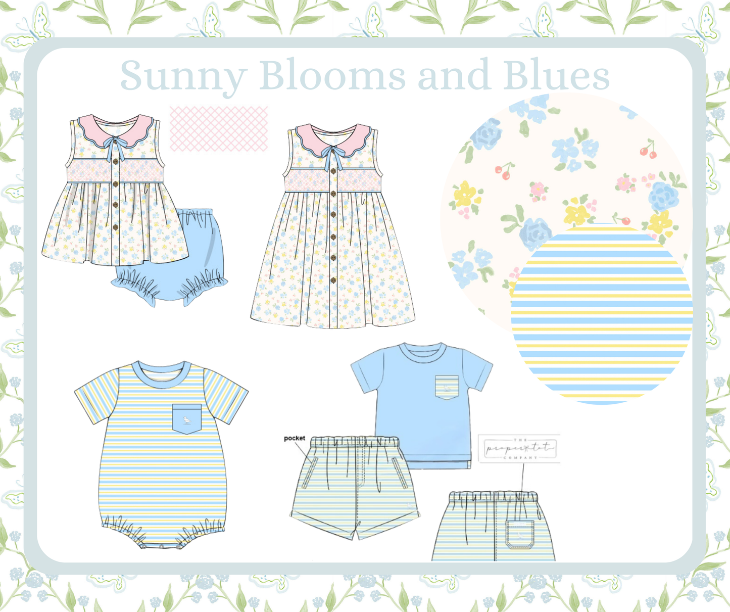 Sunny Blooms and Blues - Saylor Shorties Set