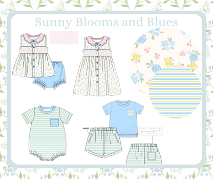 Sunny Blooms and Blues - Saylor Shorties Set