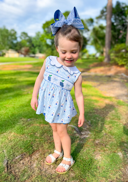 Blueberry Sweet - Sarah’s Smocked Diaper Bloomer Set