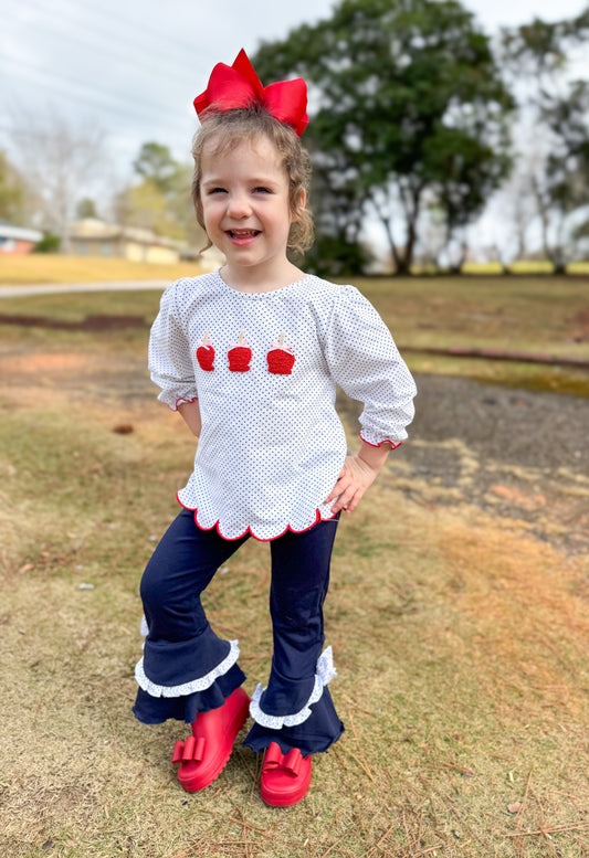 RTS - French Knot Candy Apple - Camellia’s Pants Set