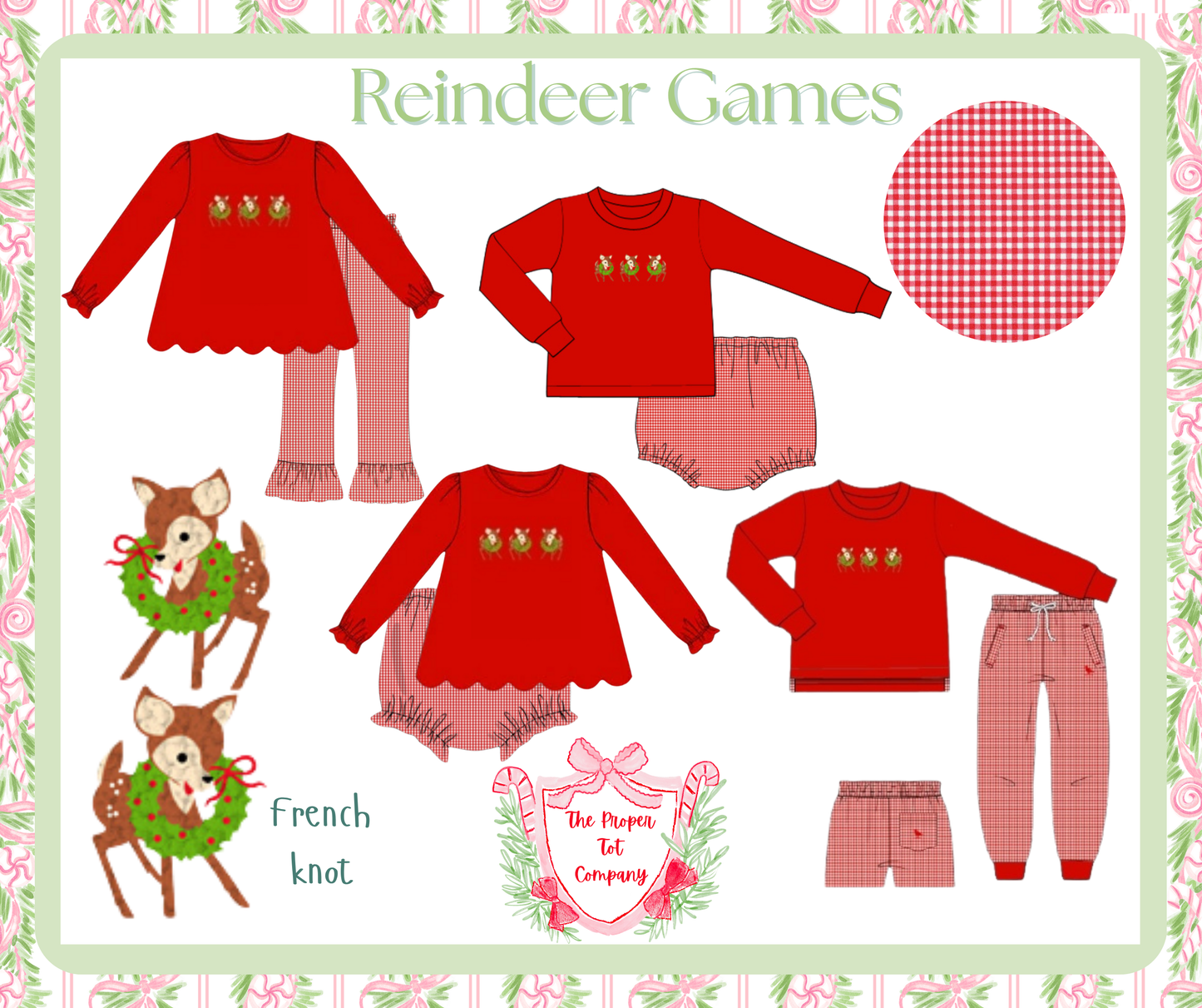 Reindeer Games - Camellia’s French Knot Pants Set