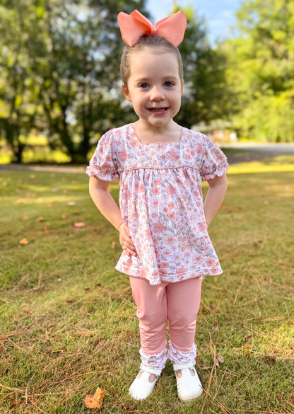 RTS - Muted Fall Floral - Penni’s Bow Back Tunic and Legging Set