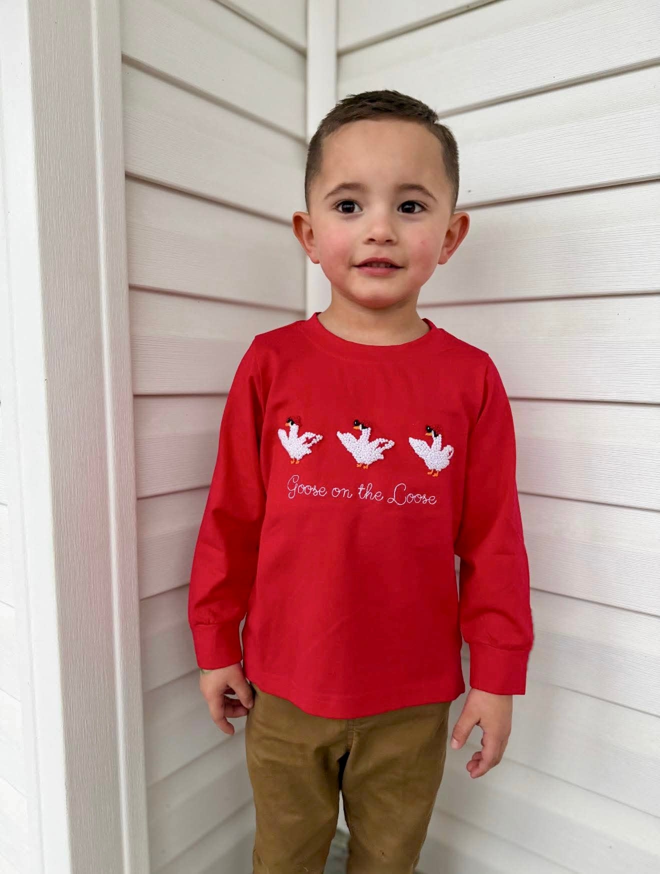 Berry Sweet Goose - Saylor’s French Knot Long Sleeve Tee