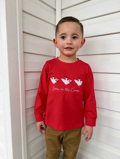 Berry Sweet Goose - Saylor’s French Knot Long Sleeve Tee