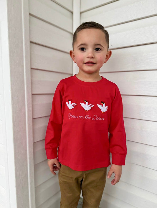 Berry Sweet Goose - Saylor’s French Knot Long Sleeve Tee