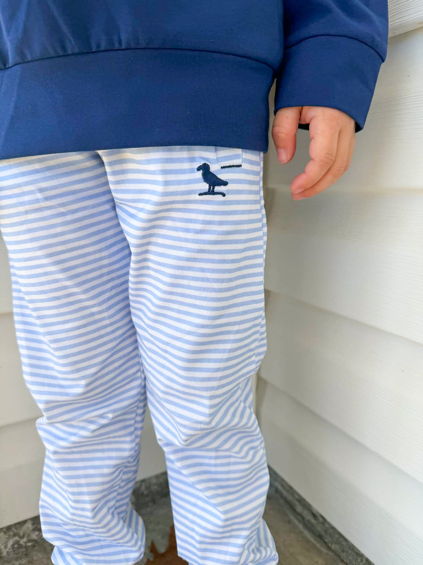 The Prep and Play Collection - Navy Top, Blue Striped Joggers