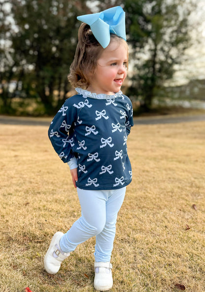 Bows and Puppies- Collin’s Crewneck with Ruffle Collar and Legging Set