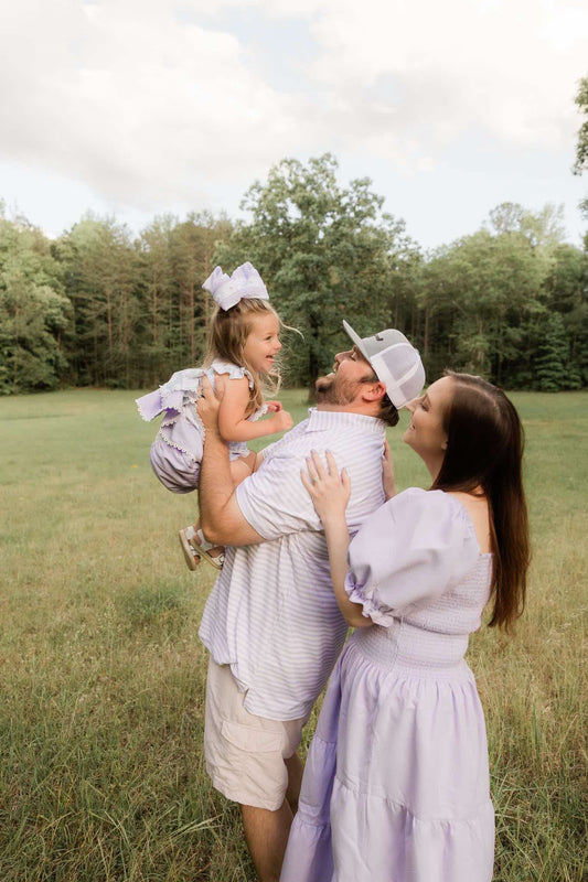 RTS - Proper Polo - DAD - Periwinkle Petals and Stripes