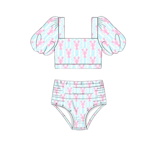 Lobster Trellis - Mom - Bishop Sleeve 2-Piece Swim