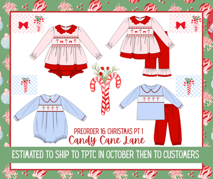 Candy Cane Lane PO16: Girl’s Smocked  Skirted Bubble