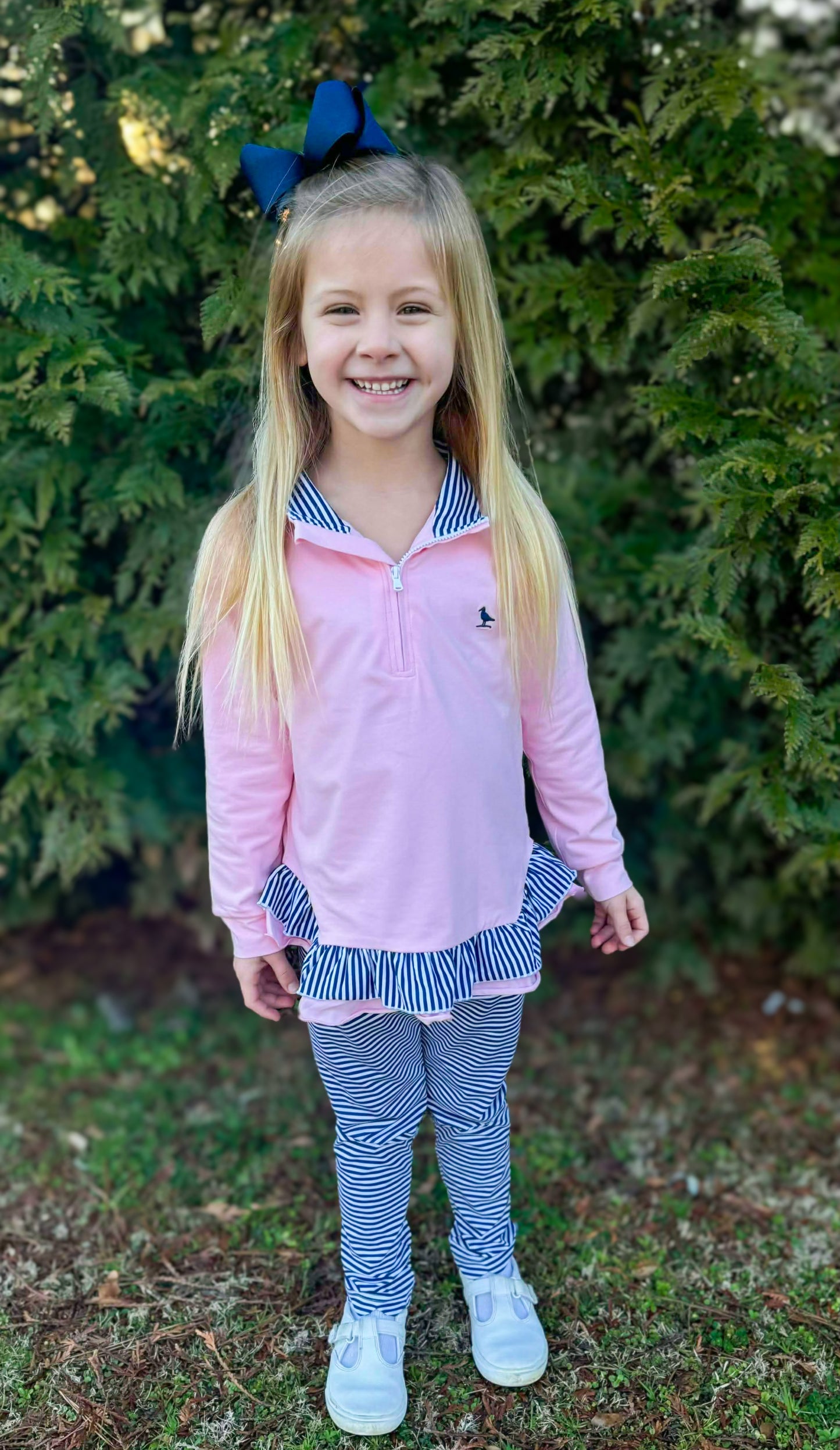 Piper Prep and Play - Pink Ruffled Quarter-Zip Set