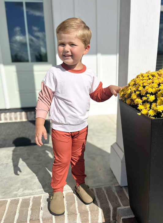RTS - Fall Coquette Bows - Unisex Oversized Colorblock Sweater and Jogger Set