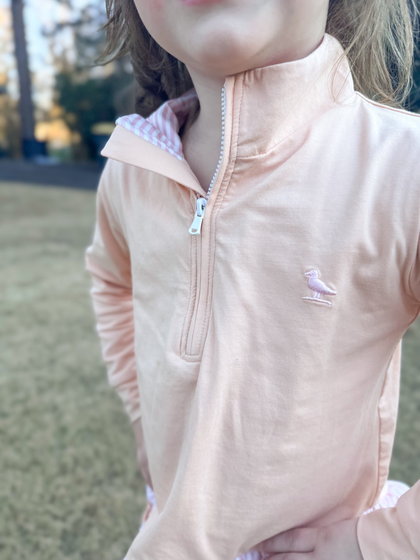 Piper Prep and Play - Coral Ruffled Quarter-Zip Set