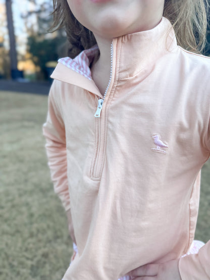 Piper Prep and Play - Coral Ruffled Quarter-Zip Set